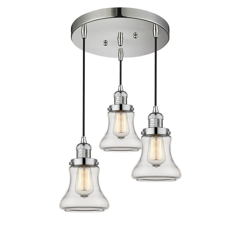 Bellmont Multi-Pendant shown in the Polished Nickel finish with a Clear shade