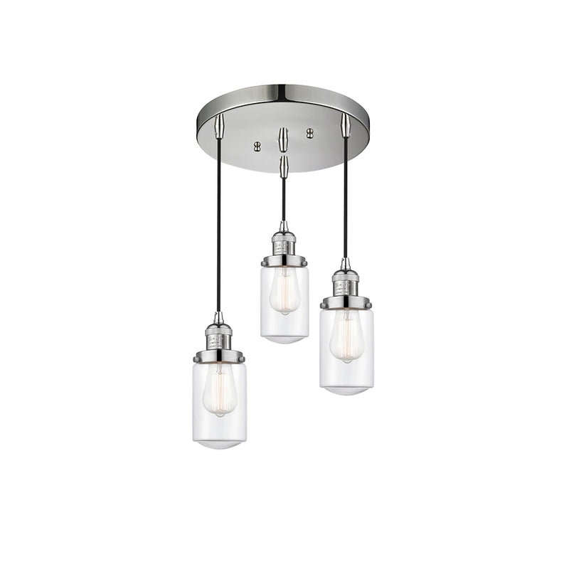 Dover Multi-Pendant shown in the Polished Nickel finish with a Clear shade