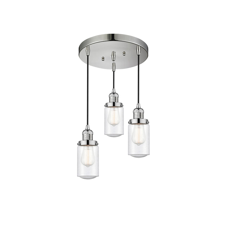 Dover Multi-Pendant shown in the Polished Nickel finish with a Seedy shade