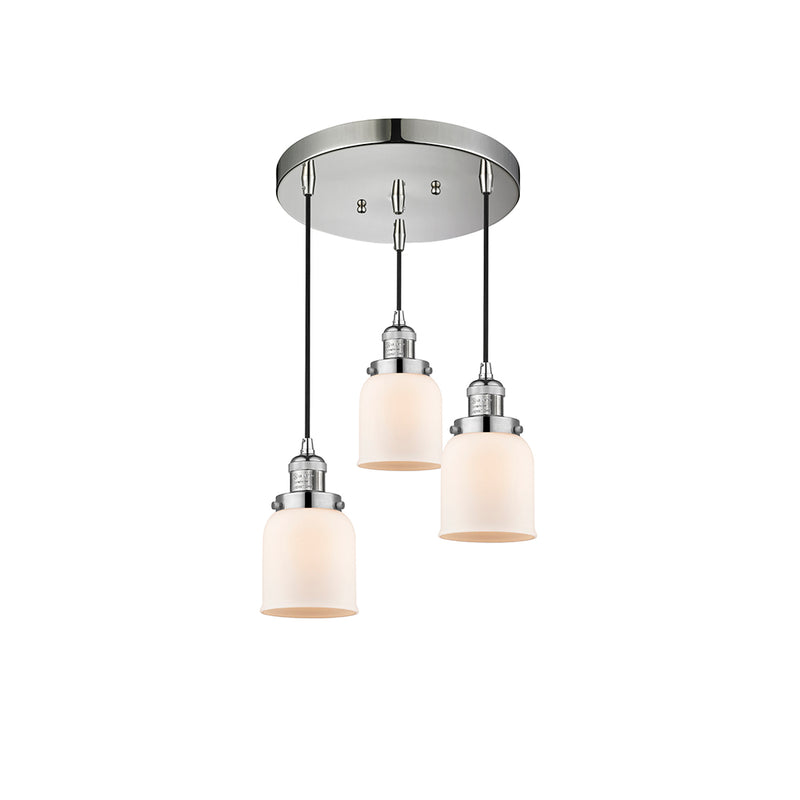 Bell Multi-Pendant shown in the Polished Nickel finish with a Matte White shade