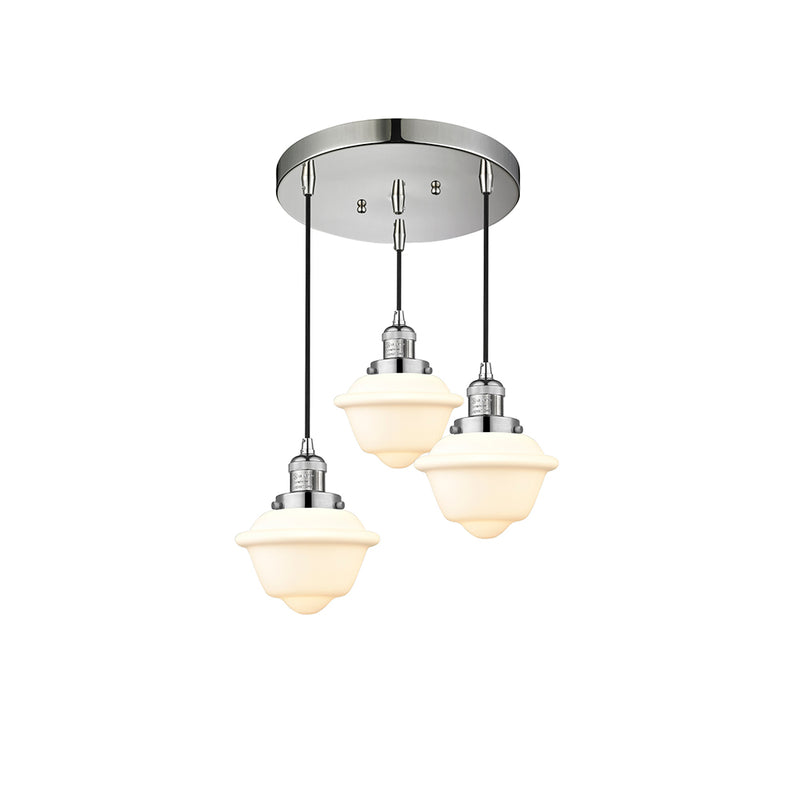 Oxford Multi-Pendant shown in the Polished Nickel finish with a Matte White shade