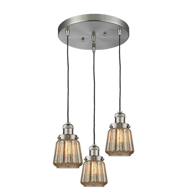 Chatham Multi-Pendant shown in the Brushed Satin Nickel finish with a Mercury shade