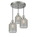 Stanton Multi-Pendant shown in the Brushed Satin Nickel finish with a Clear Wire Mesh shade