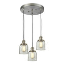 Bell Multi-Pendant shown in the Brushed Satin Nickel finish with a Clear shade