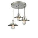 Railroad Multi-Pendant shown in the Brushed Satin Nickel finish with a Brushed Satin Nickel shade