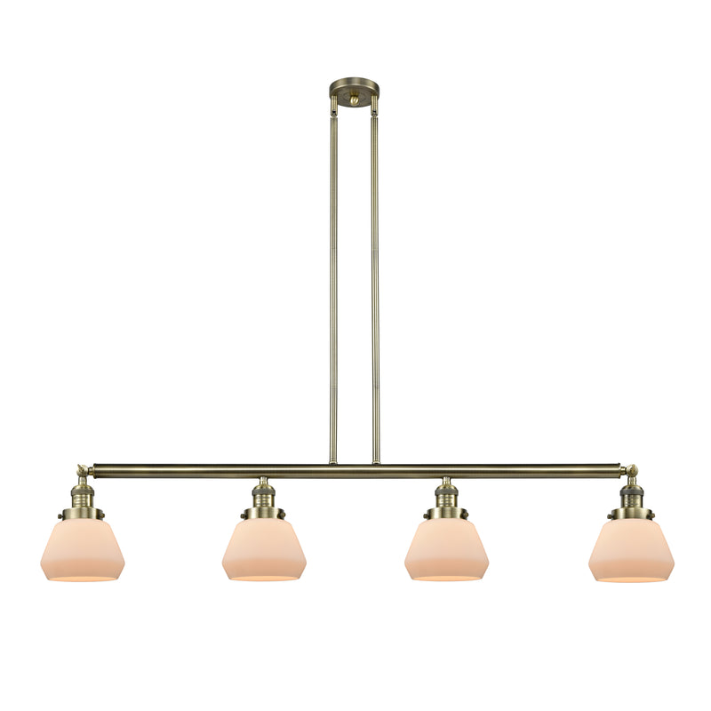 Fulton Island Light shown in the Antique Brass finish with a Matte White shade