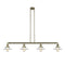 Halophane Island Light shown in the Antique Brass finish with a Matte White Halophane shade