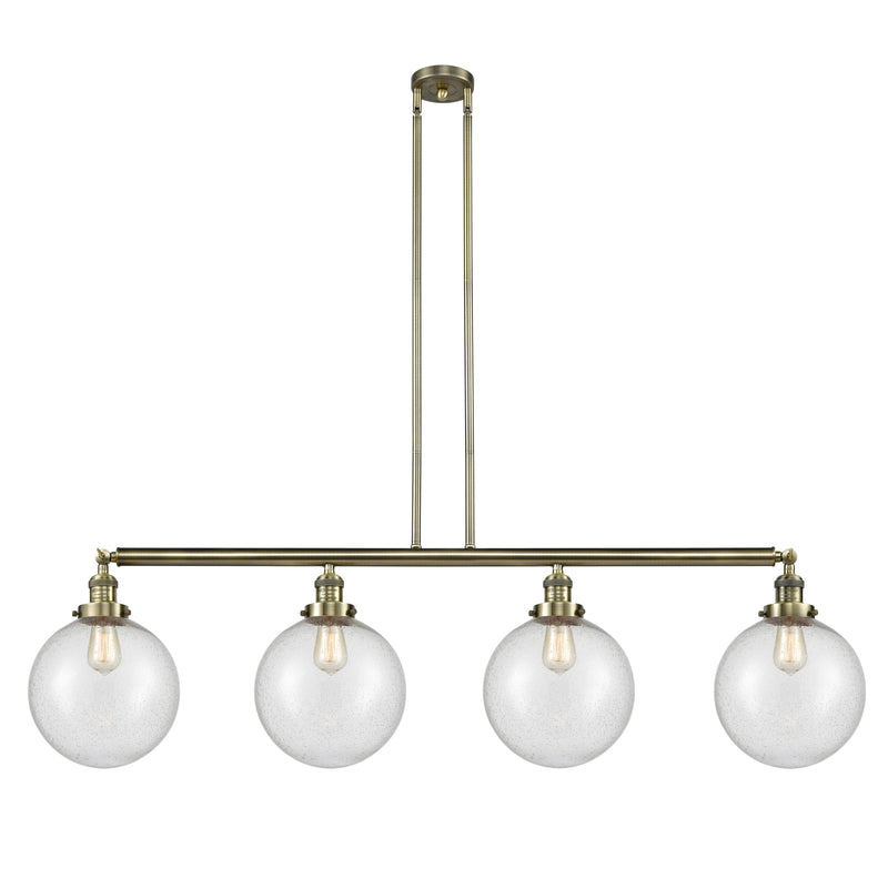 Beacon Island Light shown in the Antique Brass finish with a Seedy shade