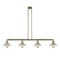 Halophane Island Light shown in the Antique Brass finish with a Clear Halophane shade