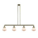 Olean Island Light shown in the Antique Brass finish with a Matte White shade