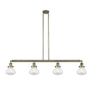 Olean Island Light shown in the Antique Brass finish with a Clear shade