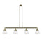 Olean Island Light shown in the Antique Brass finish with a Seedy shade