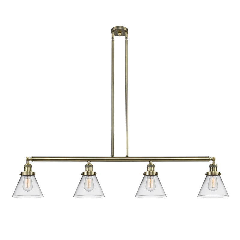 Cone Island Light shown in the Antique Brass finish with a Clear shade