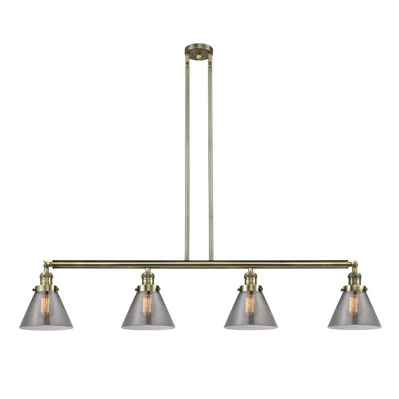 Cone Island Light shown in the Antique Brass finish with a Plated Smoke shade