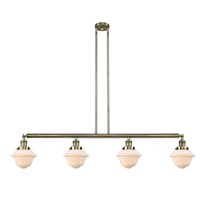 Oxford Island Light shown in the Antique Brass finish with a Matte White shade