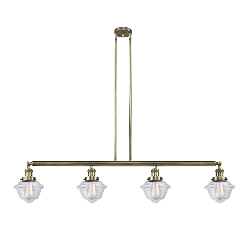 Oxford Island Light shown in the Antique Brass finish with a Clear shade