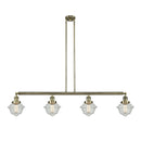 Oxford Island Light shown in the Antique Brass finish with a Seedy shade