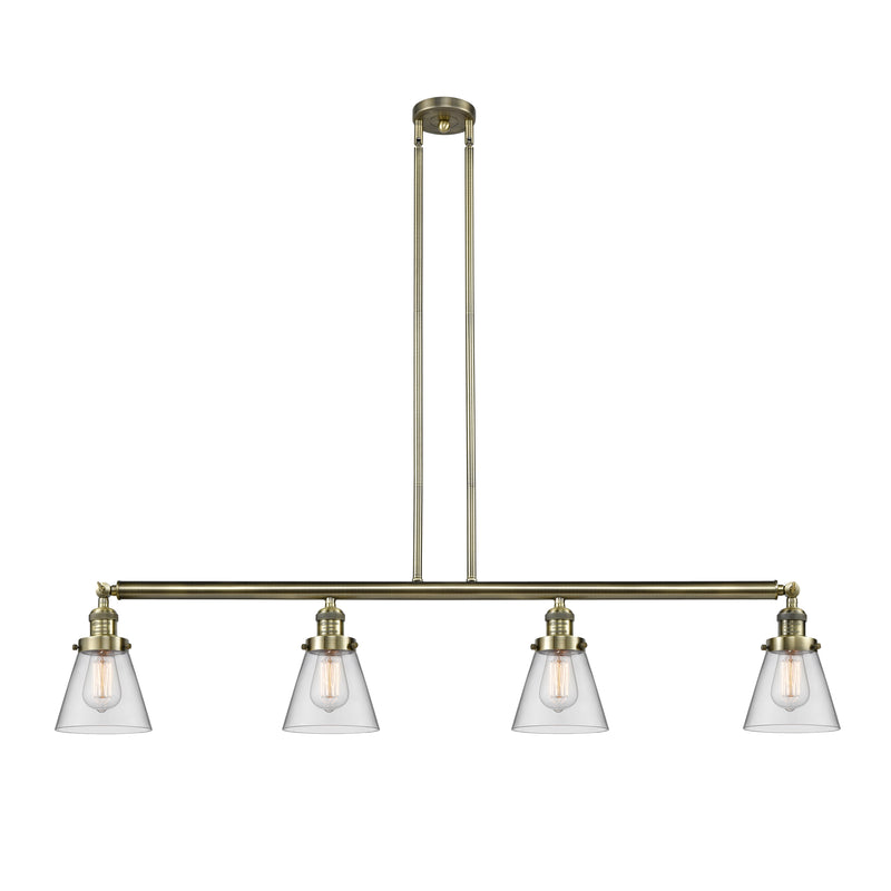 Cone Island Light shown in the Antique Brass finish with a Clear shade