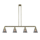 Cone Island Light shown in the Antique Brass finish with a Plated Smoke shade