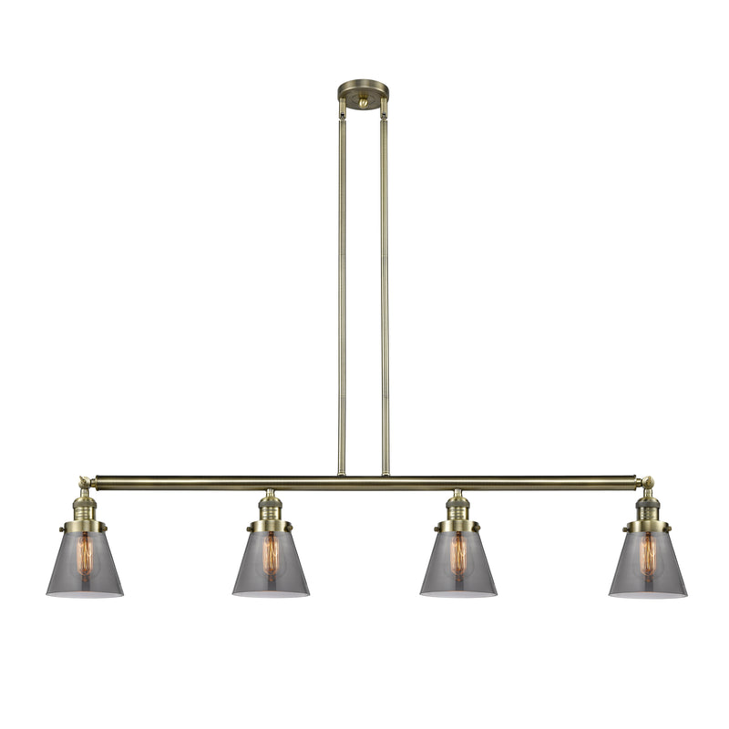 Cone Island Light shown in the Antique Brass finish with a Plated Smoke shade