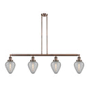 Geneseo Island Light shown in the Antique Copper finish with a Clear Crackled shade