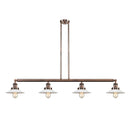 Halophane Island Light shown in the Antique Copper finish with a Matte White Halophane shade