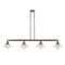 Halophane Island Light shown in the Antique Copper finish with a Matte White Halophane shade