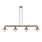 Halophane Island Light shown in the Antique Copper finish with a Clear Halophane shade