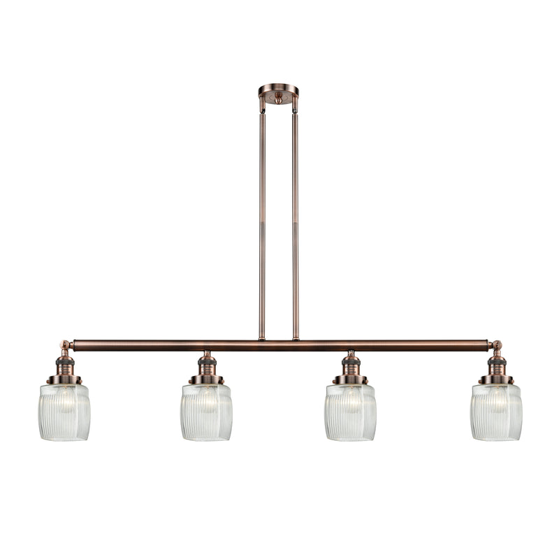 Colton Island Light shown in the Antique Copper finish with a Clear Halophane shade