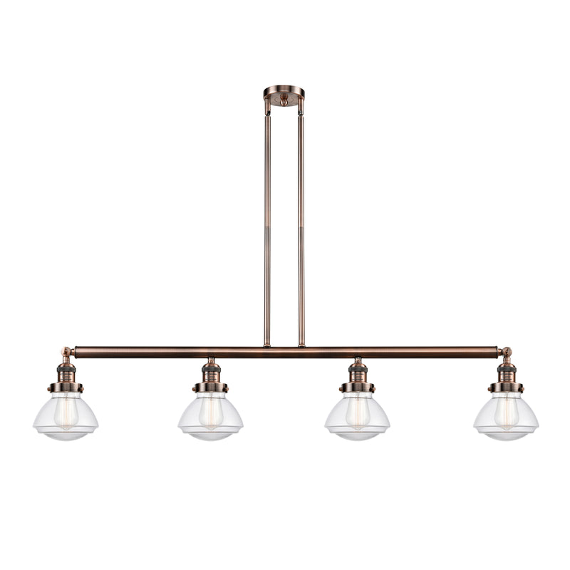 Olean Island Light shown in the Antique Copper finish with a Clear shade