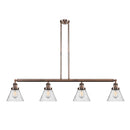 Cone Island Light shown in the Antique Copper finish with a Seedy shade