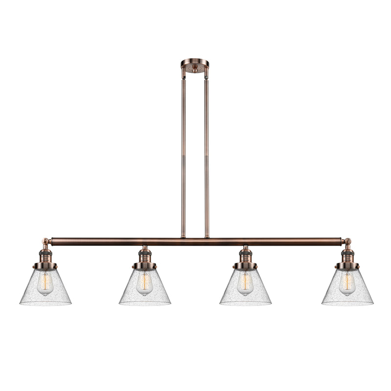 Cone Island Light shown in the Antique Copper finish with a Seedy shade