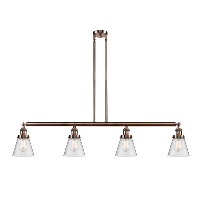 Cone Island Light shown in the Antique Copper finish with a Seedy shade