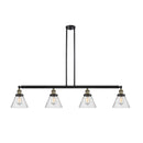 Cone Island Light shown in the Black Antique Brass finish with a Seedy shade