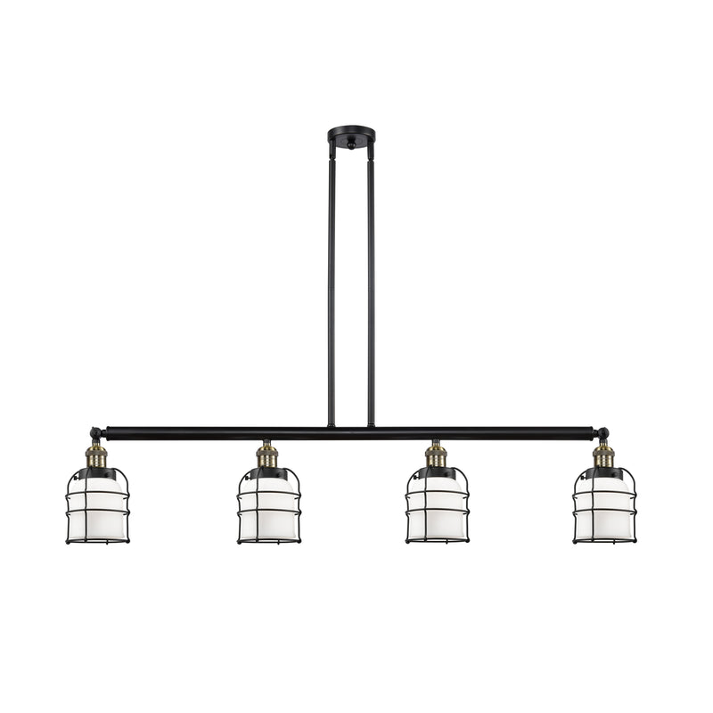 Bell Cage Island Light shown in the Black Antique Brass finish with a Matte White shade