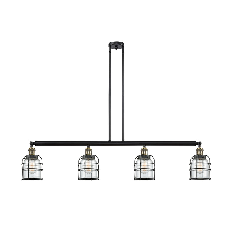 Bell Cage Island Light shown in the Black Antique Brass finish with a Clear shade