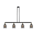 Bell Cage Island Light shown in the Black Antique Brass finish with a Plated Smoke shade