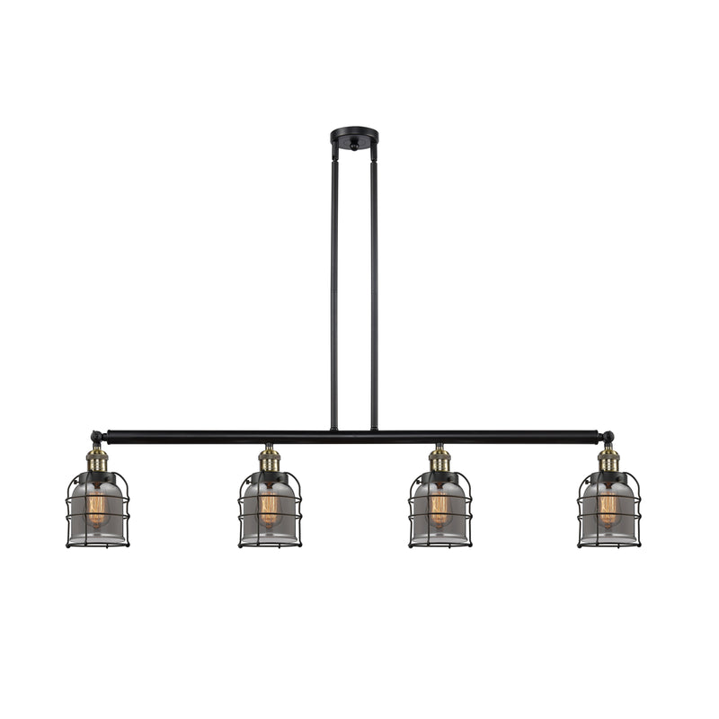 Bell Cage Island Light shown in the Black Antique Brass finish with a Plated Smoke shade