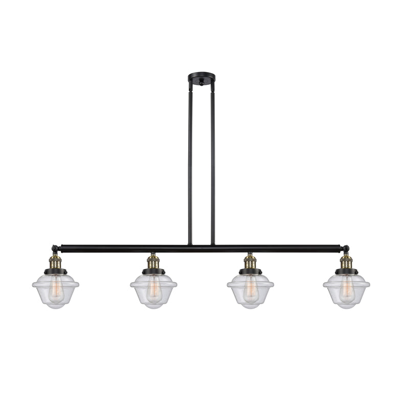 Oxford Island Light shown in the Black Antique Brass finish with a Seedy shade