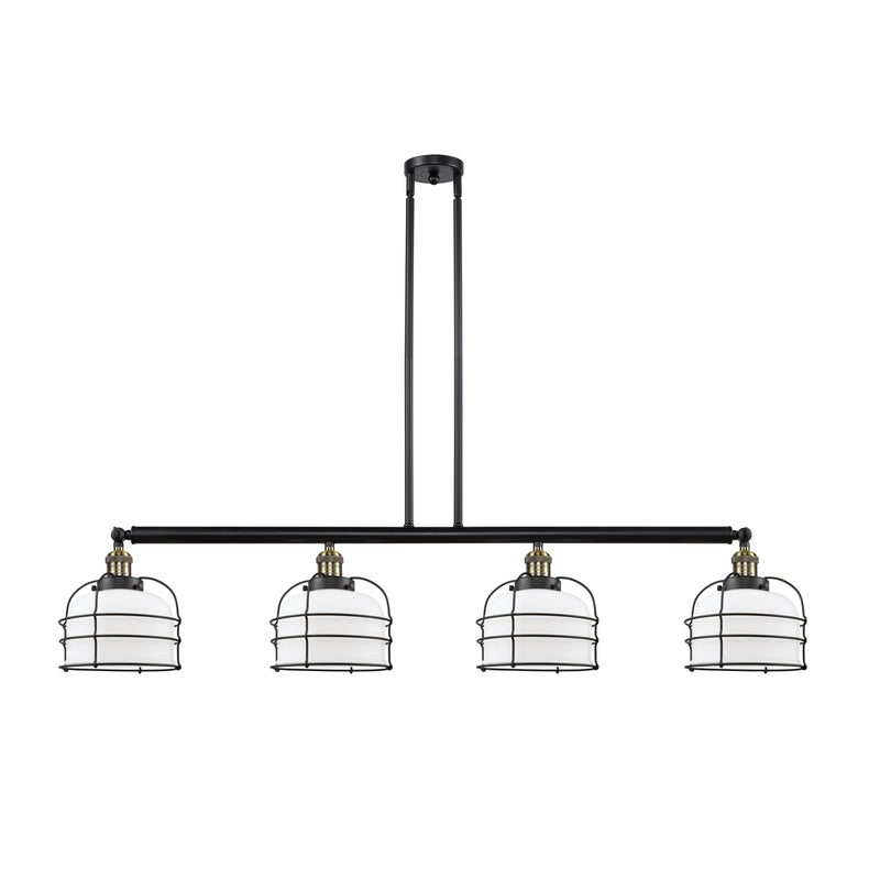 Bell Cage Island Light shown in the Black Antique Brass finish with a Matte White shade