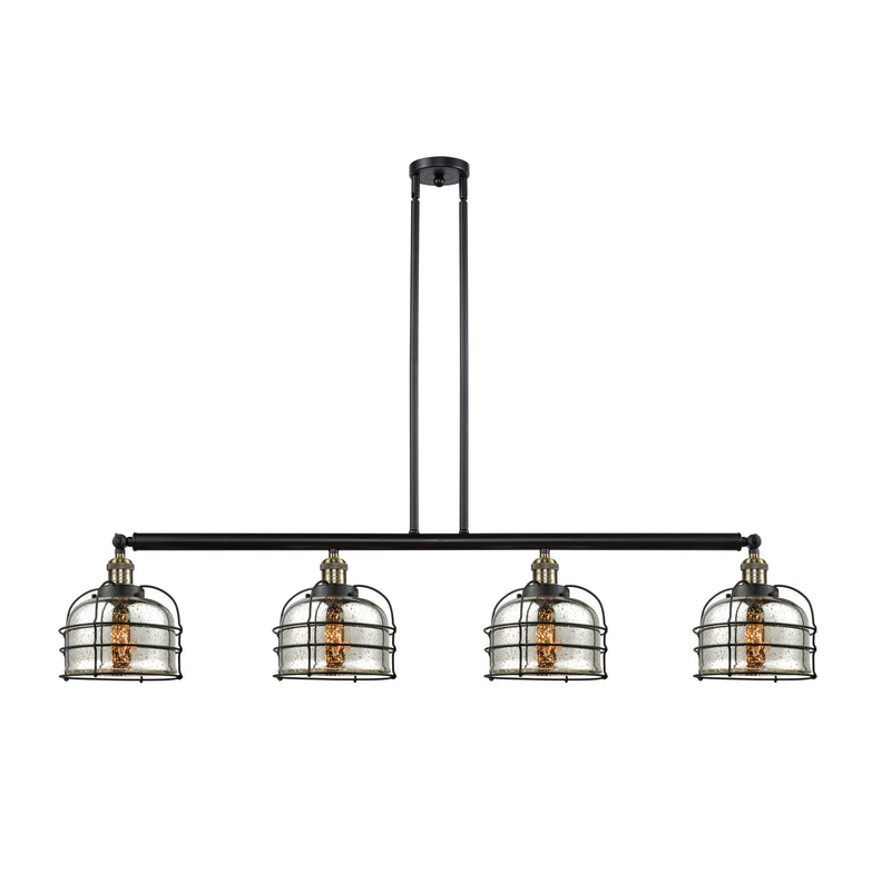 Bell Cage Island Light shown in the Black Antique Brass finish with a Silver Plated Mercury shade