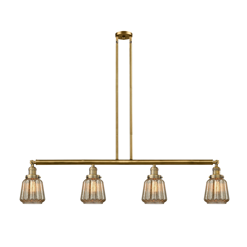 Chatham Island Light shown in the Brushed Brass finish with a Mercury shade