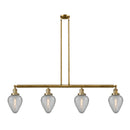 Geneseo Island Light shown in the Brushed Brass finish with a Clear Crackled shade