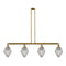 Geneseo Island Light shown in the Brushed Brass finish with a Clear Crackled shade