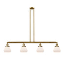 Fulton Island Light shown in the Brushed Brass finish with a Matte White shade