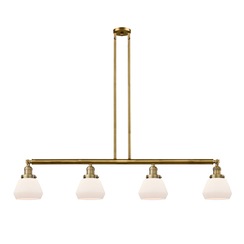 Fulton Island Light shown in the Brushed Brass finish with a Matte White shade