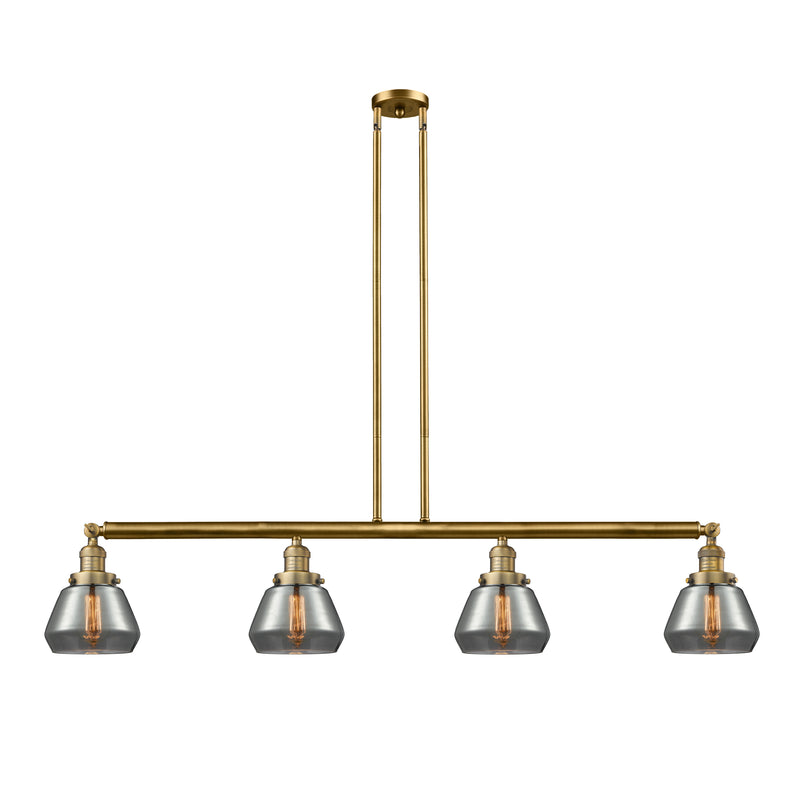 Fulton Island Light shown in the Brushed Brass finish with a Plated Smoke shade