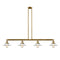 Halophane Island Light shown in the Brushed Brass finish with a Matte White Halophane shade