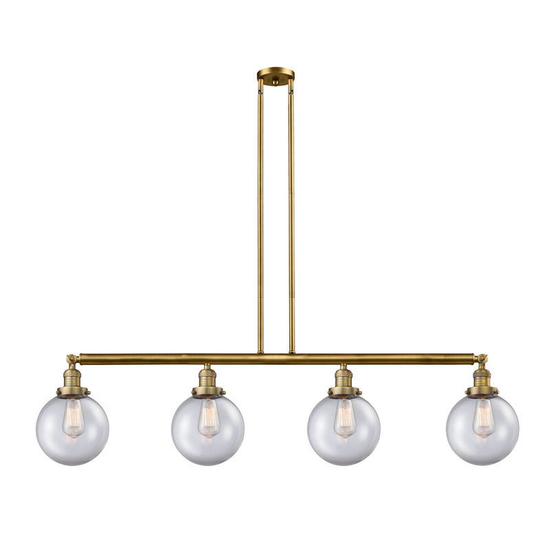 Beacon Island Light shown in the Brushed Brass finish with a Clear shade