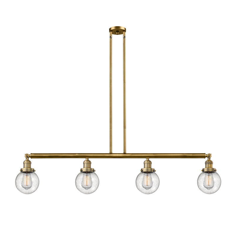 Beacon Island Light shown in the Brushed Brass finish with a Seedy shade